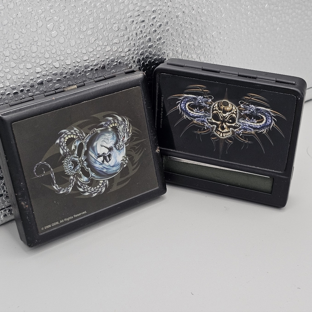 Y2k ODM Cigarette Roller Case Holder Dragon Skull‎ Rebel Grunge Punk Metal Read!
